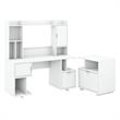 Madison Avenue 60W Desk with Hutch and File Cabinet in White - Engineered Wood