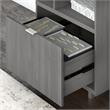Madison Avenue L Desk with Hutch and File Cabinet in Gray - Engineered Wood