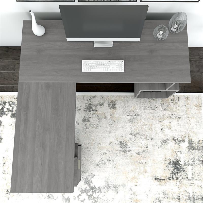 Madison Avenue L Shaped Desk and Chair Set in Modern Gray - Engineered Wood