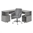 Madison Avenue L Shaped Desk and Chair Set in Modern Gray - Engineered Wood