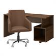 Madison Avenue 60W Writing Desk and Chair Set in Modern Walnut - Engineered Wood