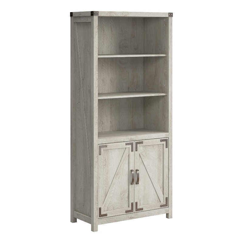 Bush Furniture Knoxville Tall 5 Shelf Bookcase With Doors In Cottage 