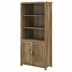 Cottage Grove 5 Shelf Bookcase with Doors in Reclaimed Pine - Engineered Wood