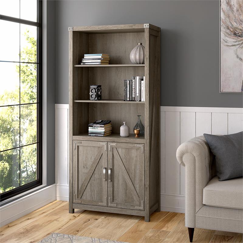  Gray Bookcase With Doors Info