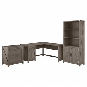 Kathy Ireland Home by Bush Cottage Grove 3 Piece 60W L Shaped Office Set - Engineered Wood