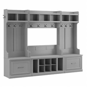 woodland full entryway storage set with coat rack in gray - engineered wood