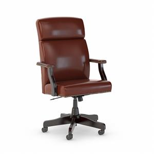 bennington high back leather executive office chair in harvest cherry