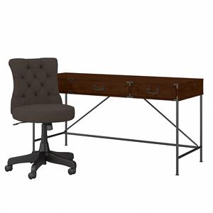 Ironworks 48W Writing Desk and Chair Set in Coastal Cherry - Engineered Wood