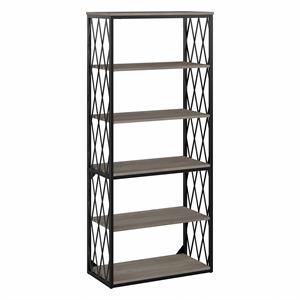 City Park Industrial 5 Shelf Bookcase in Driftwood Gray - Engineered Wood