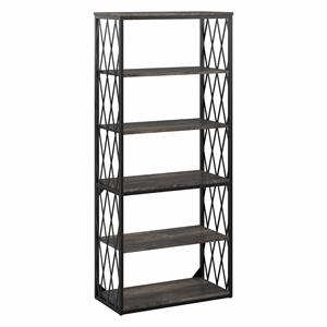 City Park Industrial 5 Shelf Bookcase in Dark Gray Hickory - Engineered Wood
