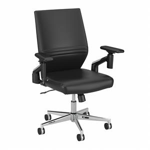 City Park Mid Back Leather Task Chair in Black