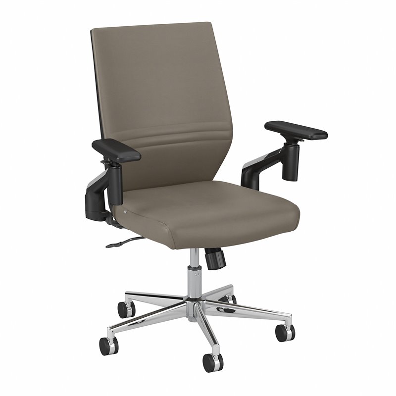 City Park Mid Back Leather Task Chair in Washed Gray