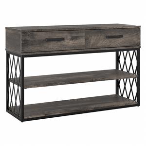 City Park Console Table with Drawers in Dark Gray Hickory - Engineered Wood