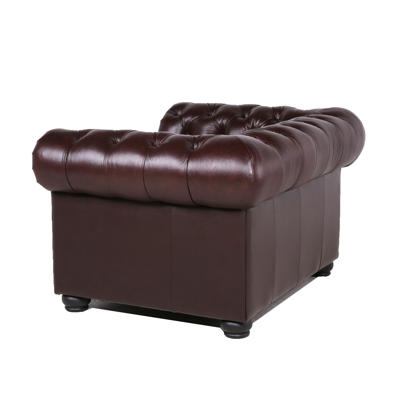 Brookfield Leather Chesterfield Accent Chair In Brown Cymax Business