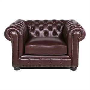 brookfield leather chesterfield accent chair in brown