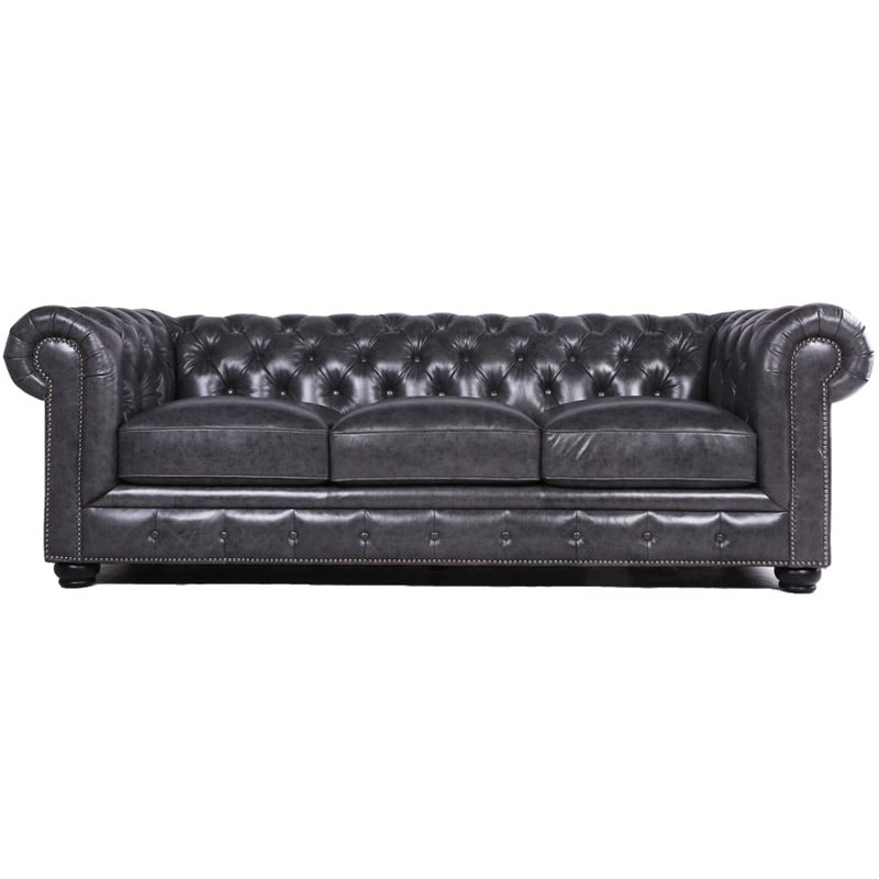 Brookfield Leather Chesterfield Sofa In, Grey Leather Chesterfield Sofa