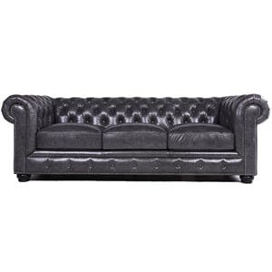 brookfield leather chesterfield sofa in grey