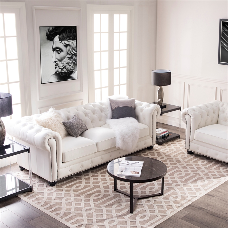 Brookfield Leather Chesterfield Sofa In, White Leather Chesterfield Sofa
