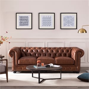 brookfield leather chesterfield sofa in chestnut