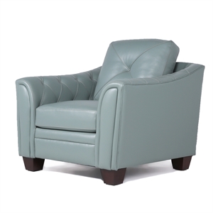daily tufted leather accent chair in spa blue