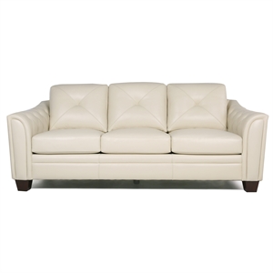 daily tufted leather sofa in ivory