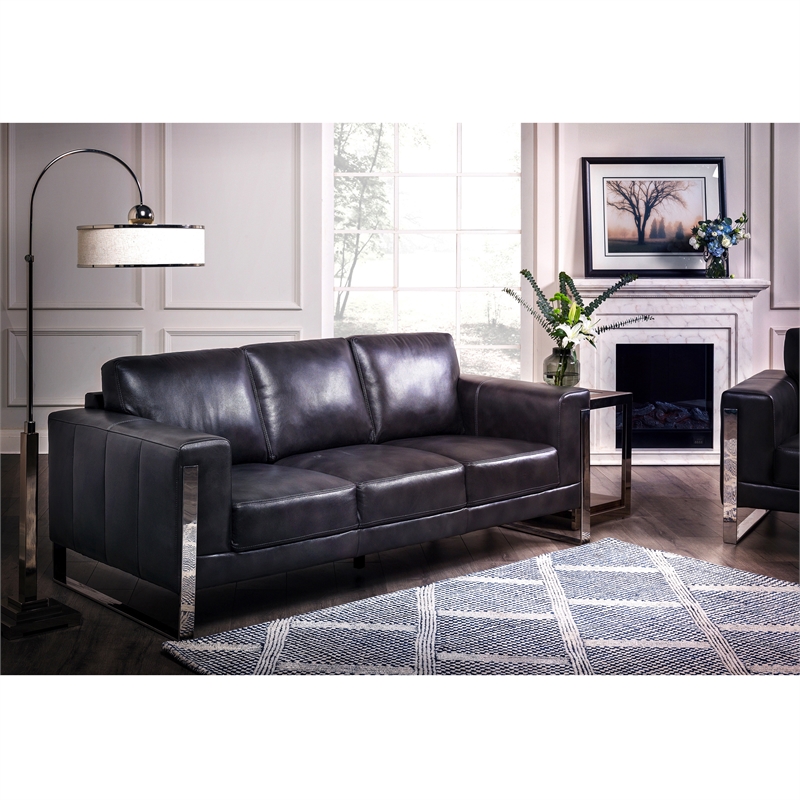 Grayson Leather Sofa With Metal Leg In