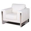 Grayson Leather Accent Chair With Metal Leg In White
