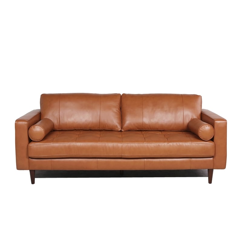 Stanton Leather Sofa With Tufted Seat, Pure Leather Sofa Set In Dubai