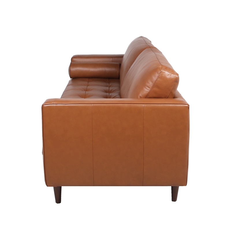 Stanton Leather Sofa With Tufted Seat, Leather Sofa Tufted Seat