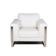 3 Piece Modern Metal Leg Sofa Set with 2 Accent Chairs in White Leather