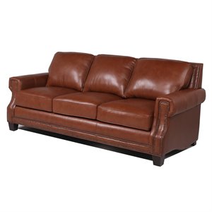 nice link home greylord leather sofa with nail head trim
