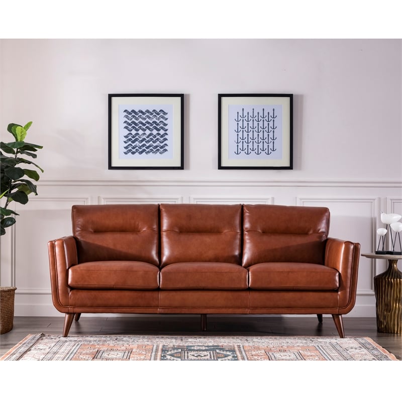 mid century modern leather sofa