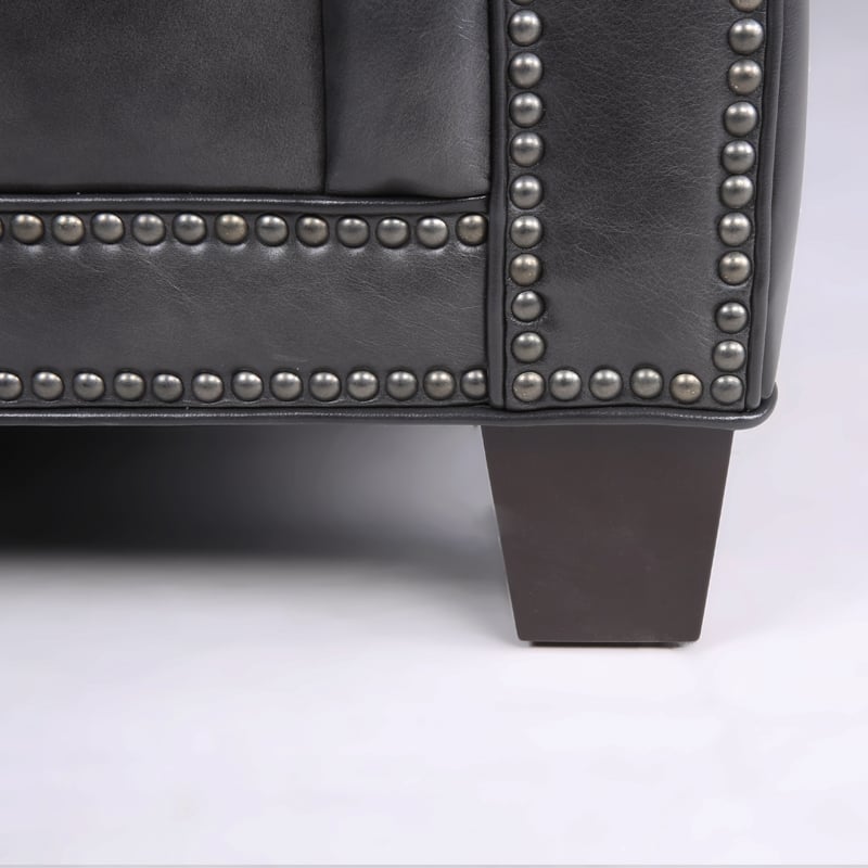 Greylord Leather Sofa With Nail Head, Leather Sectional Nailhead Trim