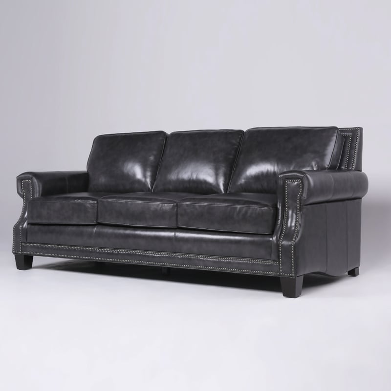 Leather Sofas With Nailhead Trim Odditieszone   2002988 L 