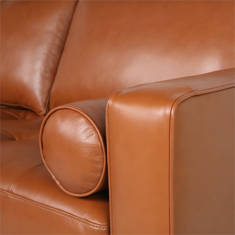Bickford Leather Reversible Sectional, Caramel Colored Leather Chairs