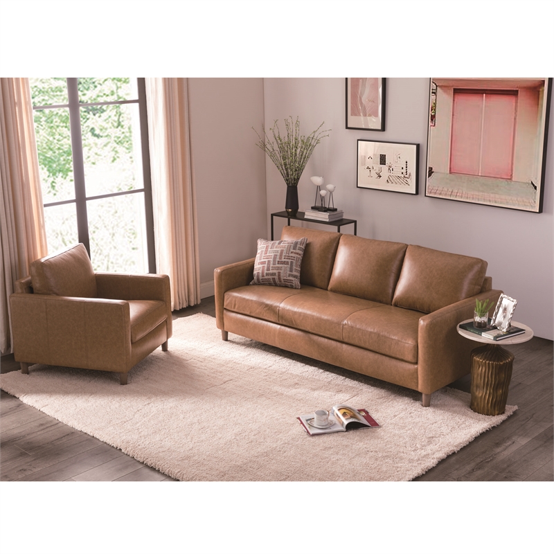 Berube Leather Sofa In Camel, Tan Leather Sofa Furniture Village