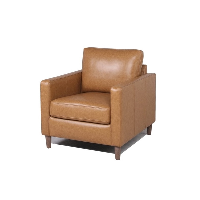 Stanton Leather Sofa With Tufted Seat And Back In Camel