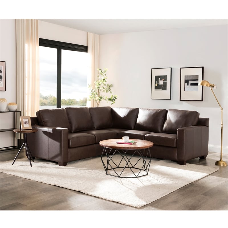 Lauren Leather Two Piece Dark Brown, Leather Sofa Sectional Piece