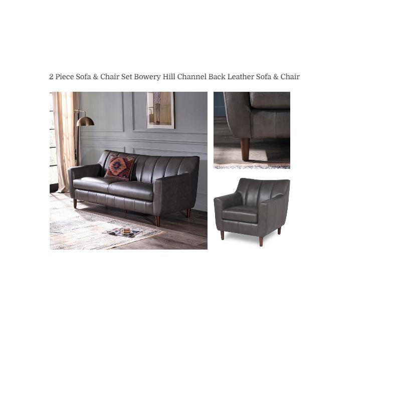 2 Piece Sofa Chair Set By Bowery Hill Channel Back Grey Leather Cymax Business 2 Piece Sofa Chair Set By Bowery Hill, Claudia Ii Leather Sofa Living Room Furniture Collection