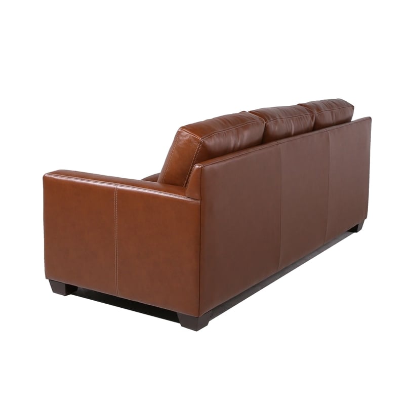 Stanton Leather Sofa With Tufted Seat And Back In Camel