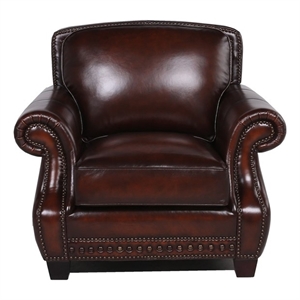 dunwoody brown leather chair with nailheads