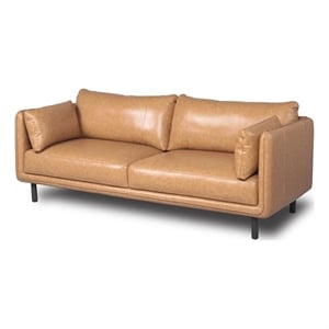 cisco modern leather sofa in light brown color with metal legs