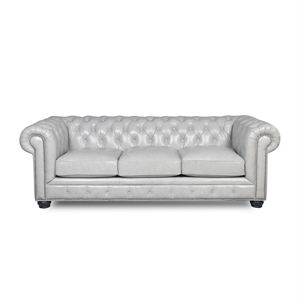brookfield traditional leather  chesterfield sofa with nailhead trim in gray