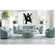 American Eagle Furniture Tufted Fabric Coffee Table in Light Turquoise