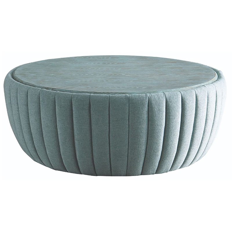 American Eagle Furniture Tufted Fabric Coffee Table in Light Turquoise