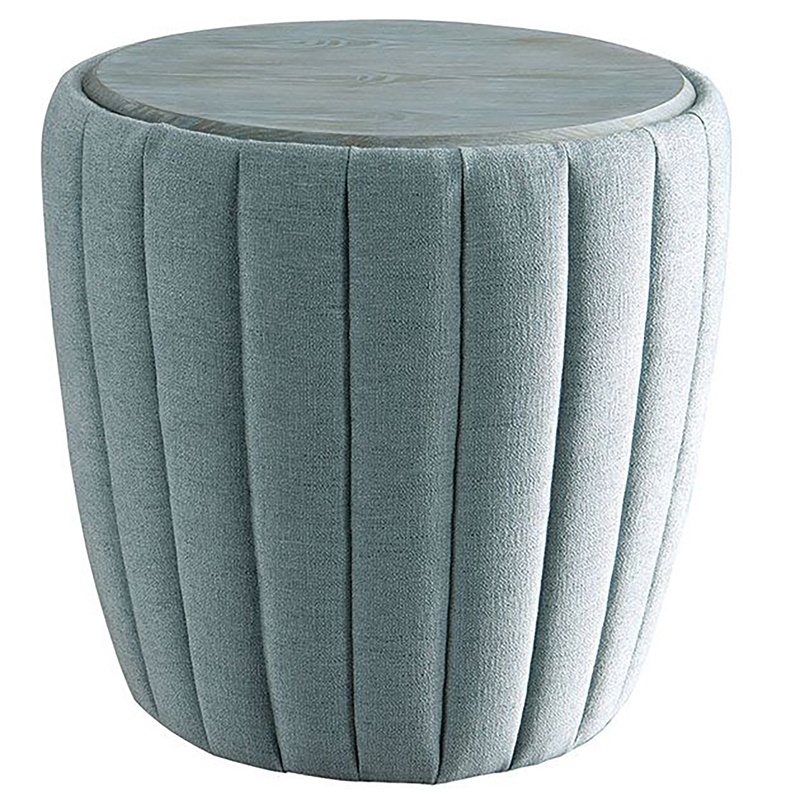 American Eagle Furniture Fabric Tufted End Table in Light Turquoise