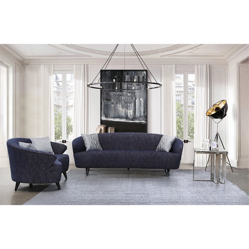 American Eagle Furniture Fabric Loveseat in Dark Blue