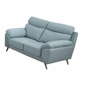 American Eagle Furniture Modern Leather Loveseat in Light Blue