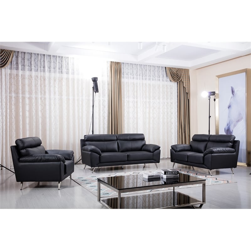 American Eagle Furniture Leather Loveseat in Black