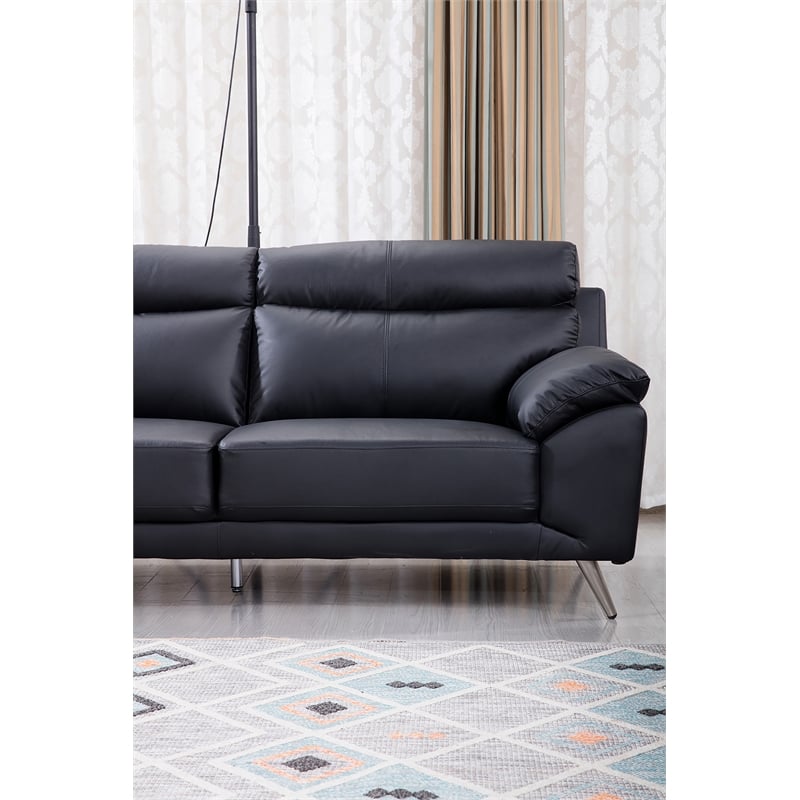 American Eagle Furniture Leather Loveseat in Black